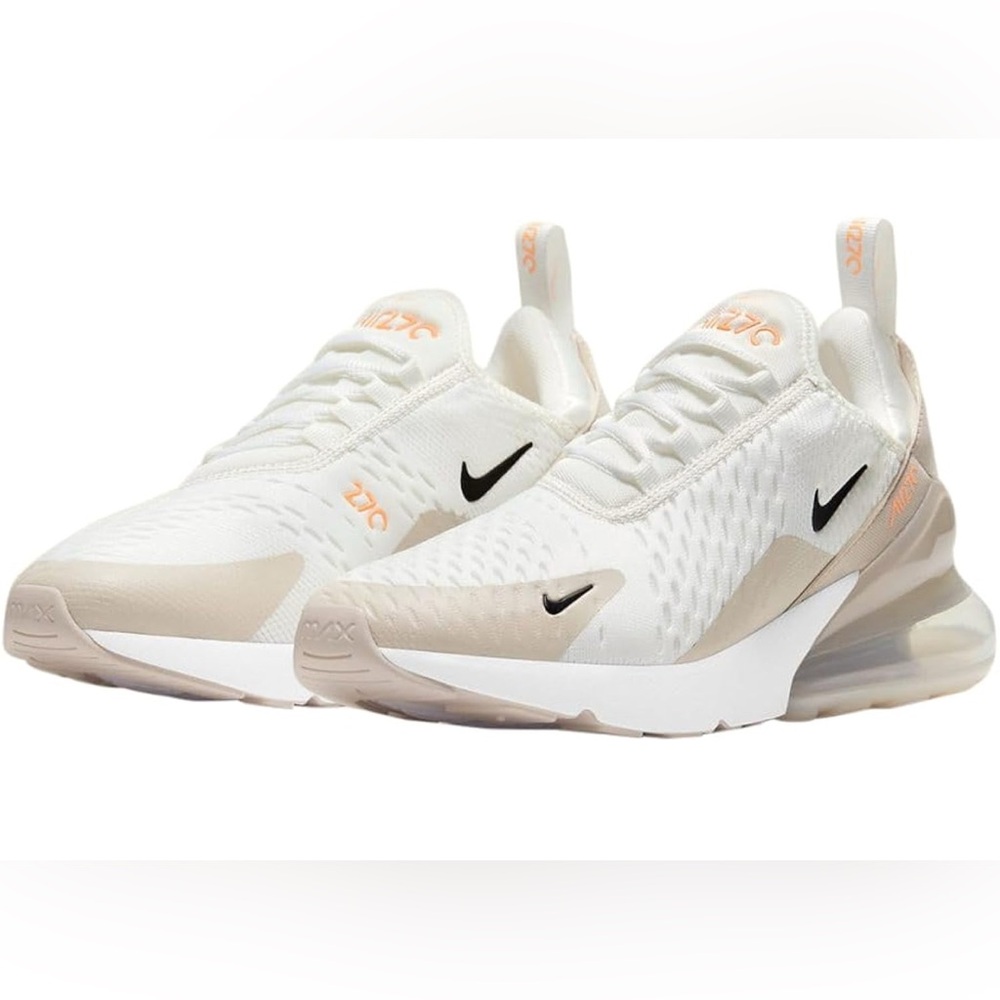 Nike Women's Air Max 270 White and Beige Sneakers
